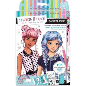 Make It Real Fashion Design Sketchbook for Girls – Pastel Pop Kit with 105 Stickers, Stencils, Design Guide – Pastel & Rainbow-Themed Fashion, Creative Gift Kids Ages 6+, Develops Real-World Skills(Pastel Pop)