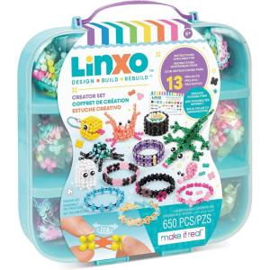 Make It Real: LinXo Creator Set 650 pcs, DIY 13 Projects, Jewelry & Collectible Figures, Design-Build-Rebuild, Flexible Pieces, Girls & Kids Ages 6+