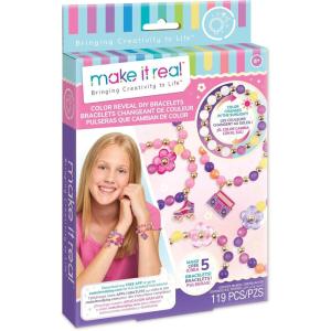 Make It Real: Neo-Brite Chains & Charms Kit – Create 10 Unique Cord & Tassel Charm Bracelets, 195 Pieces, Includes Play Tray,DIY Playful Charm & Jewelry Kit, Tweens & Girls, Arts & Crafts, Ages 8+(Color Reveal)