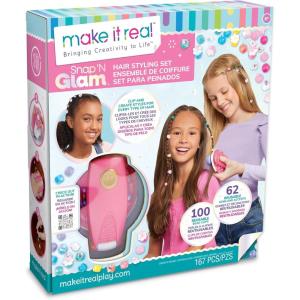 Make It Real: Snap N’ Glam Hair Styling Set – Reusable Gems, Accents & Bead Clips, Create Unique Styles for Every Type of Hair, Girls & Kids Ages 8+