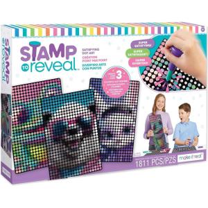 Make It Real Stamp to Reveal DIY Dot Posters, 1 Stamper per kit & 3 Dot Posters |Craft Kit, Artwork Activity, Girls & Kids Ages 6 Bunny, Frog, Panda(Art- Stamp Bunny  Frog  Panda)