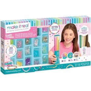 Make It Real Swift Clicks Deluxe Bracelet Studio – Create Colorful Friendship Bracelets with Swift Clicks Deluxe Design Tool – Includes Beads and Charms(Deluxe Swift Clicks)