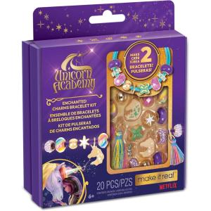 Make It Real: Unicorn Academy: Enchanted Charms Bracelet Kit – 20pc DIY Jewelry Craft, Make 2 Charm & Bead Bracelets, Netflix Series, Girls & Kids 8+