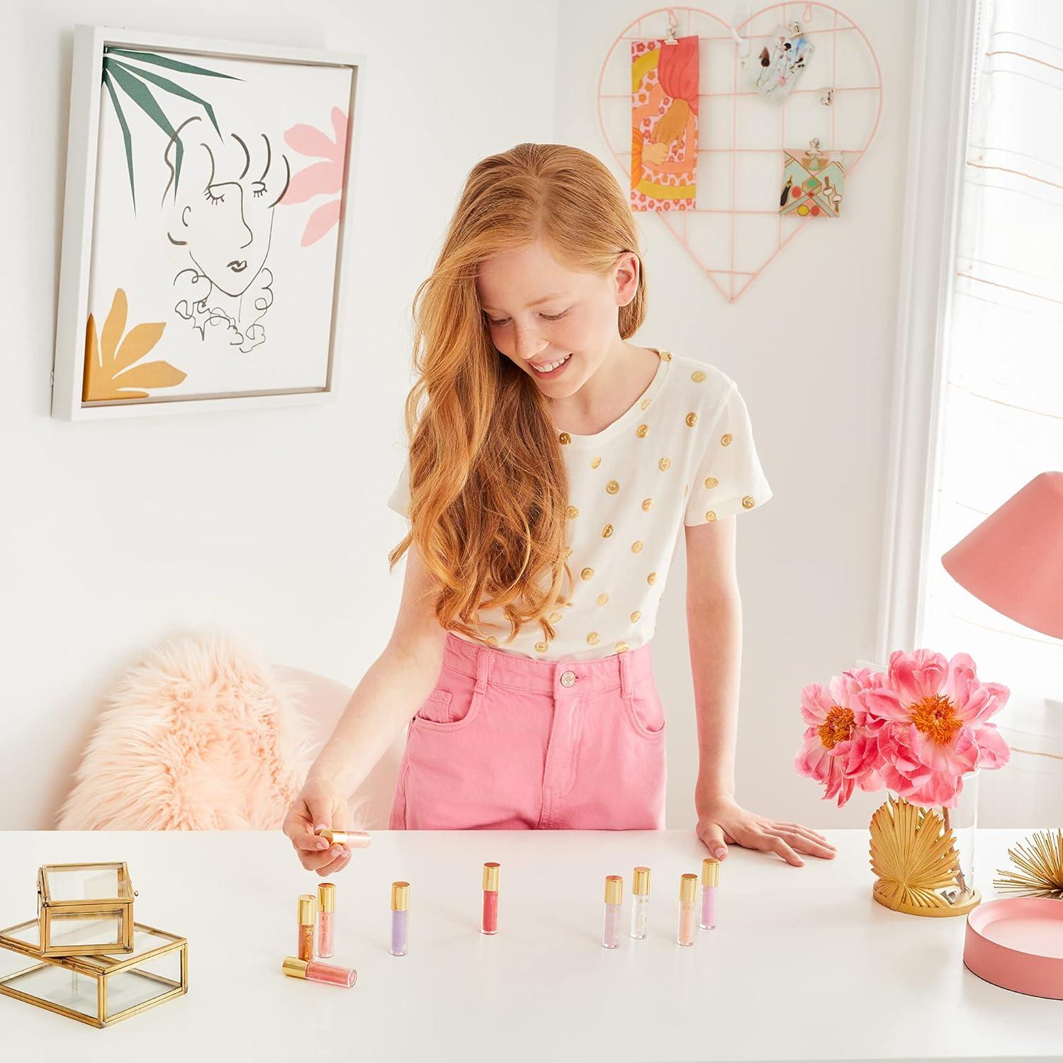 image:image3C4G Pink and Gold Lip Gloss Set 10 Pack Kids Lip Gloss for Girls amp Teens Vanilla Flavored Hydrating Lip Gloss Set Colors Include Pink Purple Nude amp More Ages 8 by Make It Real