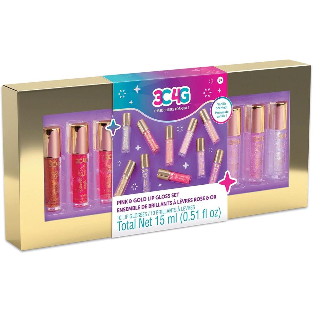 image:image3C4G Pink and Gold Lip Gloss Set 10 Pack Kids Lip Gloss for Girls amp Teens Vanilla Flavored Hydrating Lip Gloss Set Colors Include Pink Purple Nude amp More Ages 8 by Make It Real