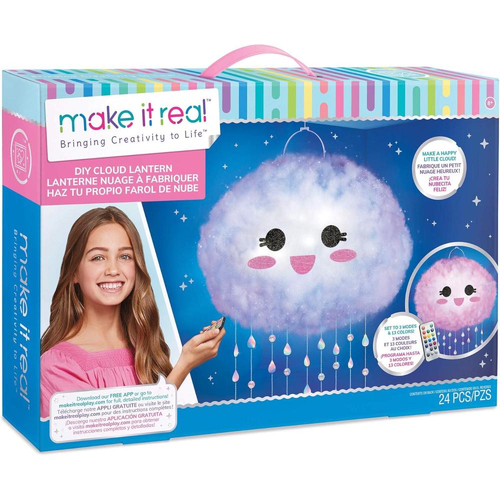 image:imageMake It Real  DIY Led Cloud Lamp  Hanging Bedroom Lamp with Color Changing Led Lights  Includes Nylon Lantern LED Strip Beads Stickers and More  DIY Arts and Crafts for Kids