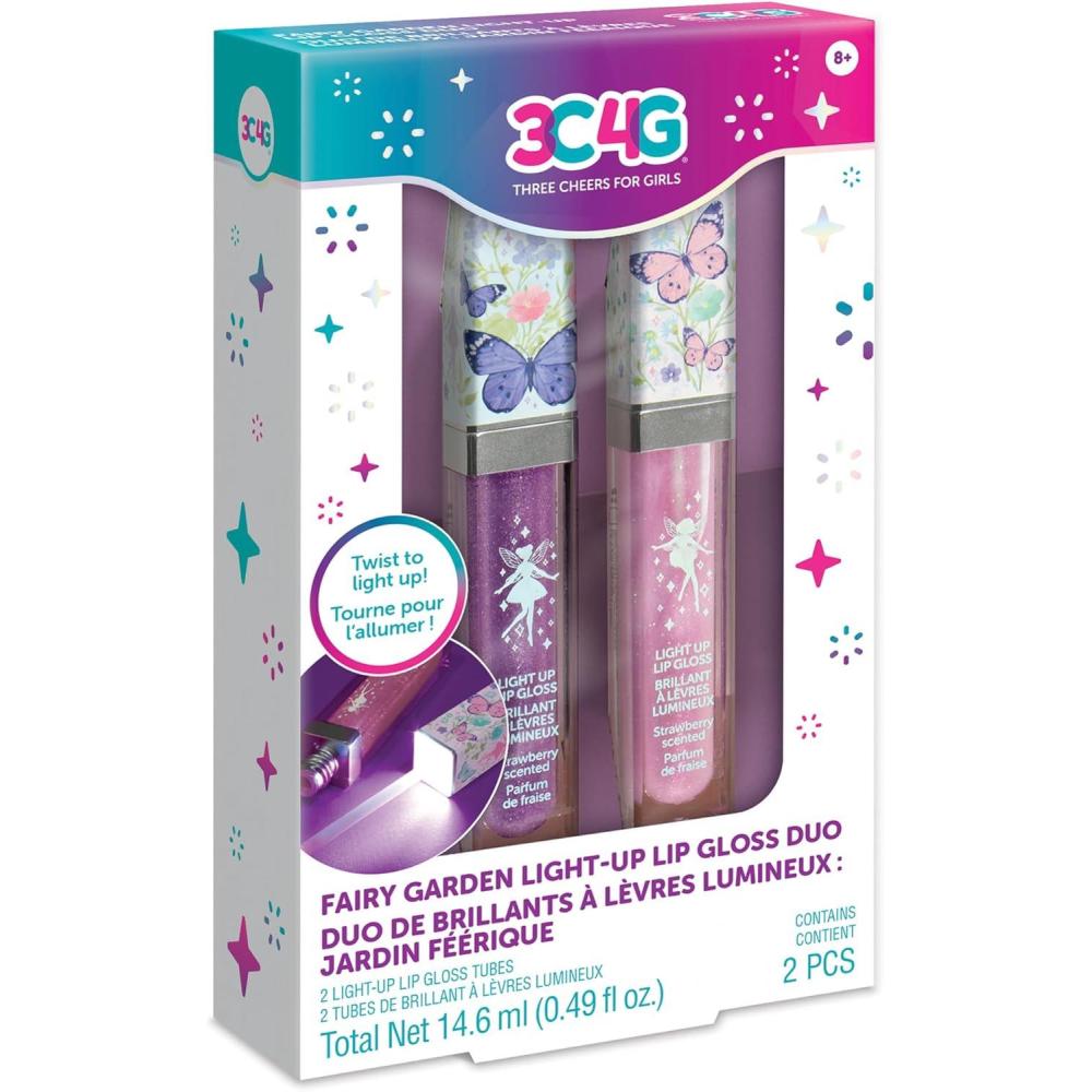 image:imageMake It Real 3C4G LightUp Fairy Glitter Lip Gloss Duo  Shimmering Butterfly Design with Strawberry Flavor