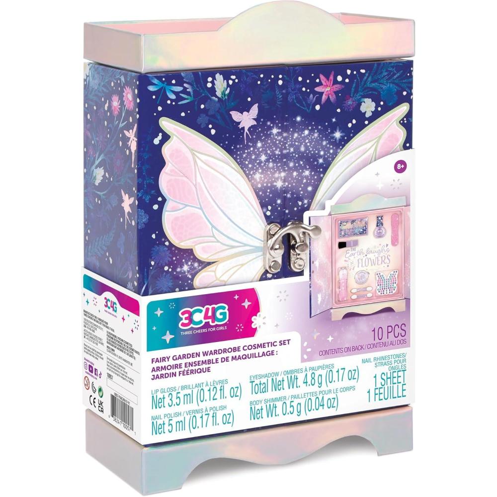 image:imageMake It Real Fairy Garden Wardrobe Cosmetic Set for Tweens  Complete Makeup Kit with Eyeshadow Lip Gloss Nail Polish amp Shimmer