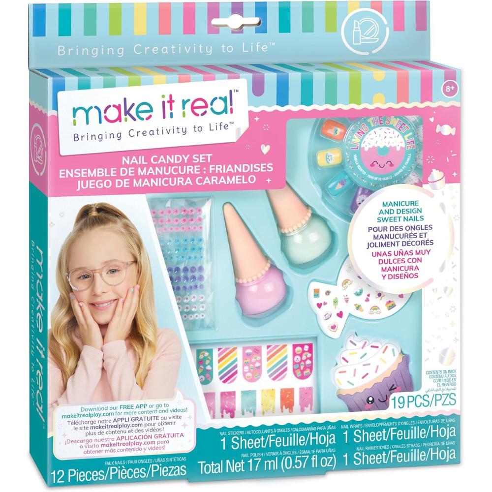 image:imageMake It Real Nail Candy Set  DIY Nail Art Kit Vanilla Scented Nail Polish Manicure amp Design Sweet Nails Tweens Girls amp Kids Ages 8