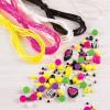 Make It Real – Retro Neon Black & White Bracelets – DIY Charm Bracelet Making Kit with Case – Friendship Bracelet Kit with Beads, Charms & Cord – Arts & Crafts Bead Kit for Girls – Makes 5 Bracelets