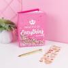 Make It Real Juicy Couture Boxed Journal Pen Set – Princess of Everything, Pink & Gold Glitter, w/Pen & Stickers, Diary for Girls Kids Tweens Teens