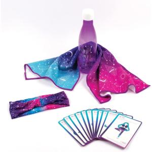 3C4G Celestial Yoga Accessory Set – Includes Kids Water Bottle, Towel, Headband & Cards – Accessories for Girls Ages 6-8-10-12-14-16 by Make It Real