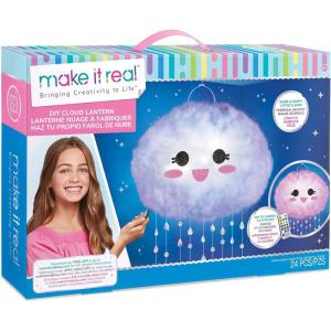 Make It Real – DIY Led Cloud Lamp – Hanging Bedroom Lamp with Color Changing Led Lights – Includes Nylon Lantern, LED Strip, Beads, Stickers, and More! – DIY Arts and Crafts for Kids