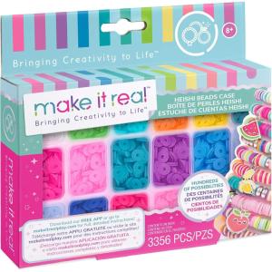 Make It Real – Heishi Beads with Storage Case – Jewelry & Charm Bracelet Making Kit with Storage Case – Friendship Bracelet Set with Beads, Charms & Thread – Arts & Crafts Bead Kit for Girls