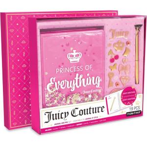 Make It Real Juicy Couture Boxed Journal Pen Set – Princess of Everything, Pink & Gold Glitter, w/Pen & Stickers, Diary for Girls Kids Tweens Teens