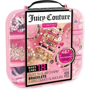 Make It Real Juicy Couture: Glitz ‘N Glam Charm Bracelets – 494pc DIY Kit, Design & Create 18 Cord & Ribbon Bracelets, Bead Jewelry, Storage Case, Girls & Kids 8+