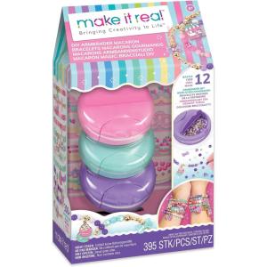 Make It Real: Macaron Bracelet Maker – 395pc, DIY Jewelry Craft Kit, Design & Make 12 Dazzling Bracelets, Dessert-Themed Beads & Charms, Girls-Kids 8+