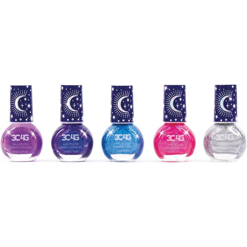image:imageMake It Real 3C4G Celestial Nail Polish Hexagon  5 Bottles of Glittering Polish Teens Tweens amp Girls Water Based NonToxic LongLasting Polish Dreamy Tones Blues Purple Pink amp Silver Ages 8