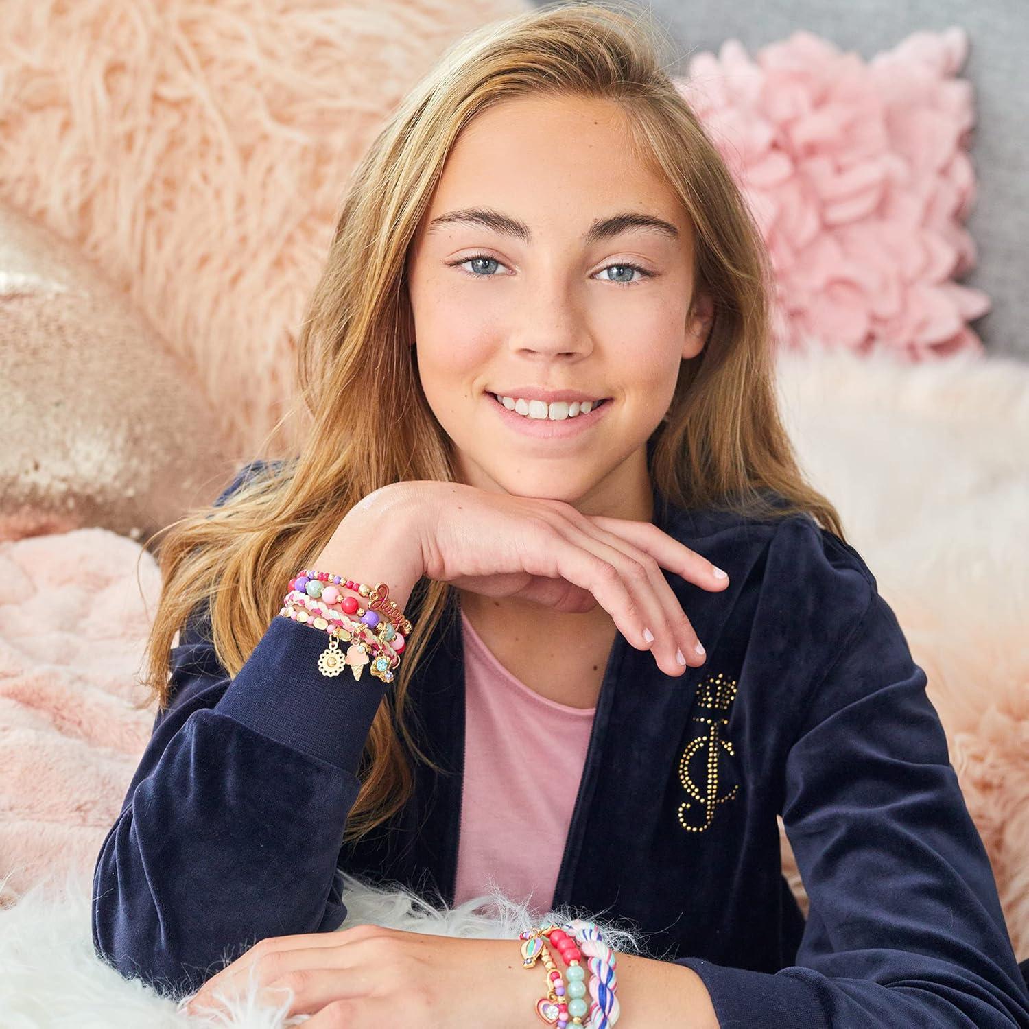 image:imageMake It Real Juicy Couture 2 in 1 Crystal Starlight amp Sunshine Bracelet Kits Bundle DIY Charm Bracelet Making Kit for Girls with Swarovski Crystal Charms amp Beads Makes 15 Bracelets