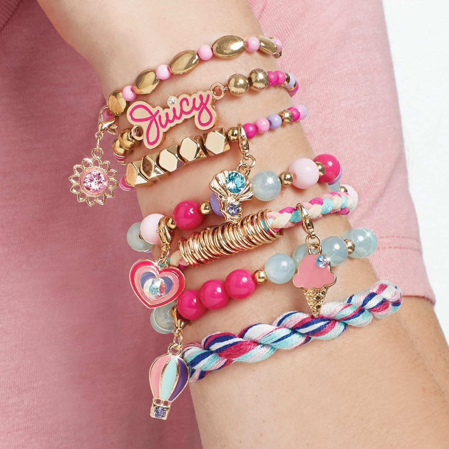 image:imageMake It Real Juicy Couture 2 in 1 Crystal Starlight amp Sunshine Bracelet Kits Bundle DIY Charm Bracelet Making Kit for Girls with Swarovski Crystal Charms amp Beads Makes 15 Bracelets