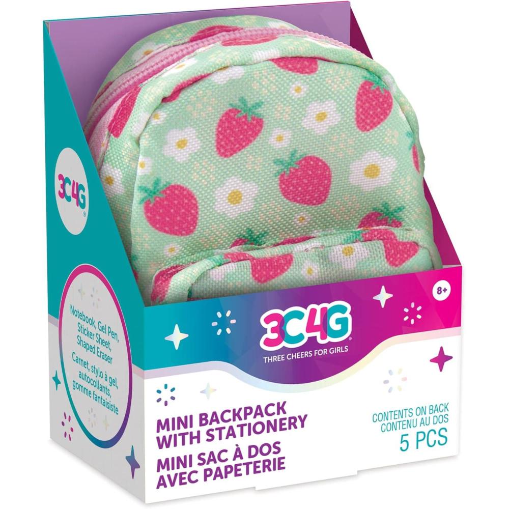 image:image3C4G Mini Stationary Backpack Green  Strawberry Pattern Stocked with Everything Mini Notebook Gel Pen Eraser amp Stickers Take It Anywhere Make It Real Ages 8