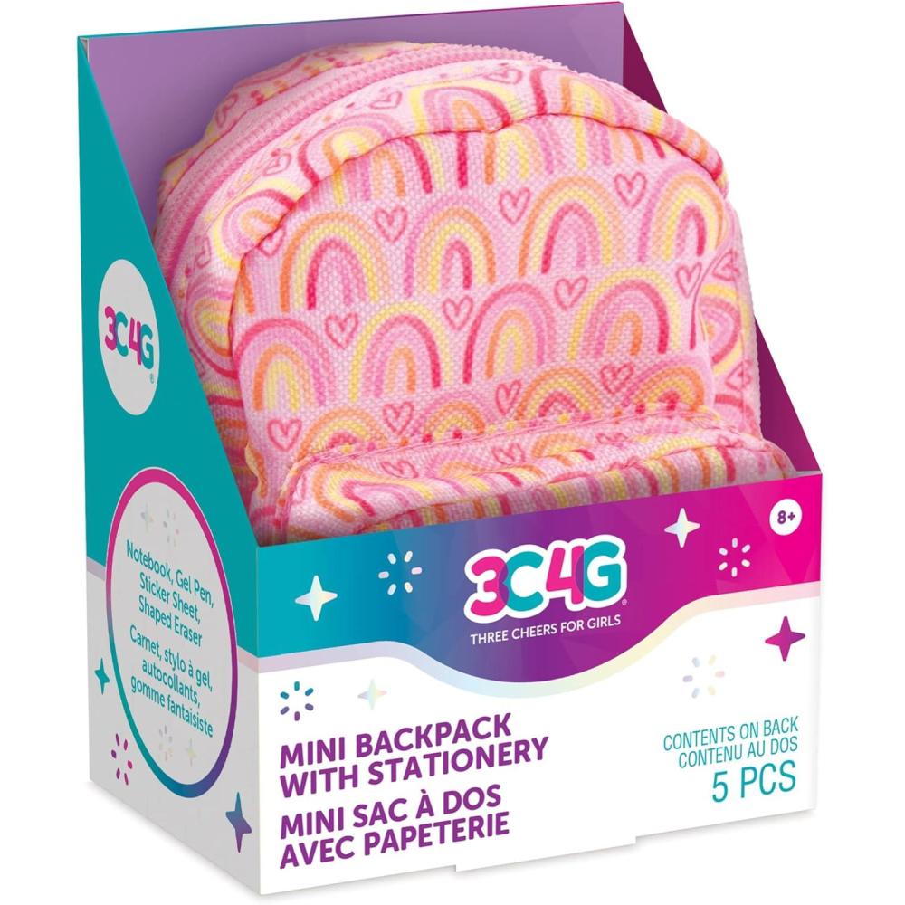 image:image3C4G Mini Stationary Backpack Pink  Rainbow Pattern Stocked with Everything Mini Make It Real Three Cheers for Girls Tween amp Girls Kids Ages 8