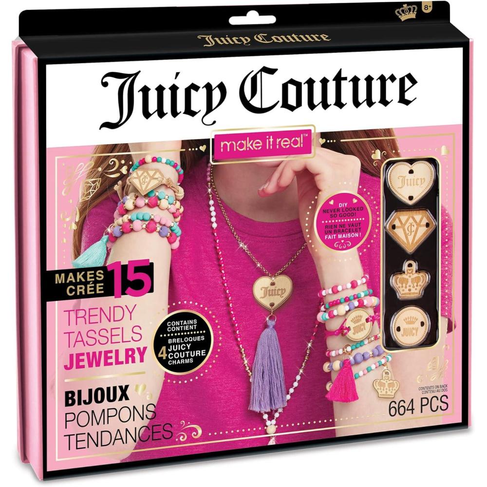 image:imageMake It Real  Juicy Couture Trendy Tassels Bracelet Making Kit  Kids Jewelry Making Kit  DIY Beads amp Charm Bracelet Making Kit for Girls  Friendship Bracelets with Beads for Girls 8101214