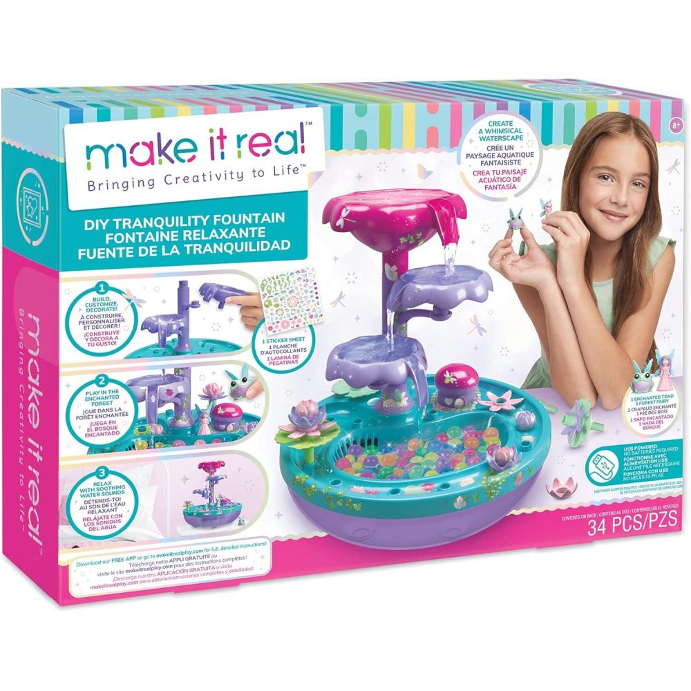 image:imageMake It Real DIY Tranquility Fountain  Build a Whimsical Water Space Water Falling amp Sensory Experience 30 Pieces BuildPlayRelax USB Powered Water Feature Tweens amp Girls Kids Ages 8