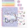 3C4G Butterfly All-in-1 Sketchbook Set – Girls Diary, Journal, Sketch Book for Kids with Pencils, Stickers & More – Drawing Kit for Kids – Unlined Diary for Girls – Kids Sketch Pad by Make It Real