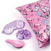 3C4G Butterfly Beauty Sleep Set – Sleepover Set for Girls, Tweens & Teens with Kids Sleep Mask, 100% Satin Pillowcase (Standard Size), Satin Scrunchie & Hair Brush Purple by Make It Real