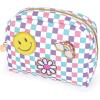 Make It Real: Fashion Pouch with Patches – 9pcs, Checkered Pink, Blue, Purple, DIY Customize Your Pouch, Fully Lined Fashion Bag, Tweens & Girls, Ages 8+
