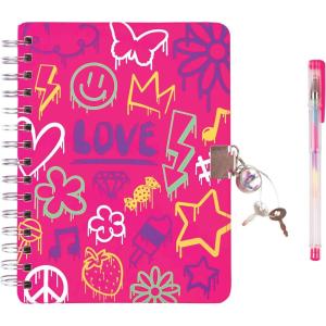 3C4G Graffiti Color Change Locking Journal & Pen – Girls Diary with Lock & Key Set – Pink Lockable Journal for Girls & Teens – Kids Diary Gift Set for Girls Ages 6-8-10-12-14 by Make It Real