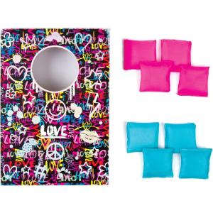3C4G Graffiti Tabletop Cornhole Game – (1) 7′ x 10′ Desktop Cornhole Board & (8) Mini Cornhole Bags – Mini Cornhole Set – Small Bean Bag Toss for Kids 6-8-10-12-14 by Make It Real