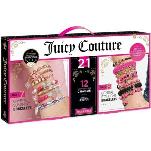 Make It Real – Juicy Couture 2 in 1 – Crystal Starlight & Sunshine Bracelet Kits Bundle – DIY Charm Bracelet Making Kit for Girls with Swarovski Crystal Charms & Beads – Makes 15 Bracelets